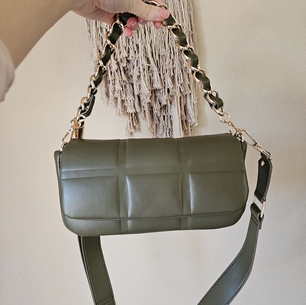TopShop Green Quilted Shoulder Bag